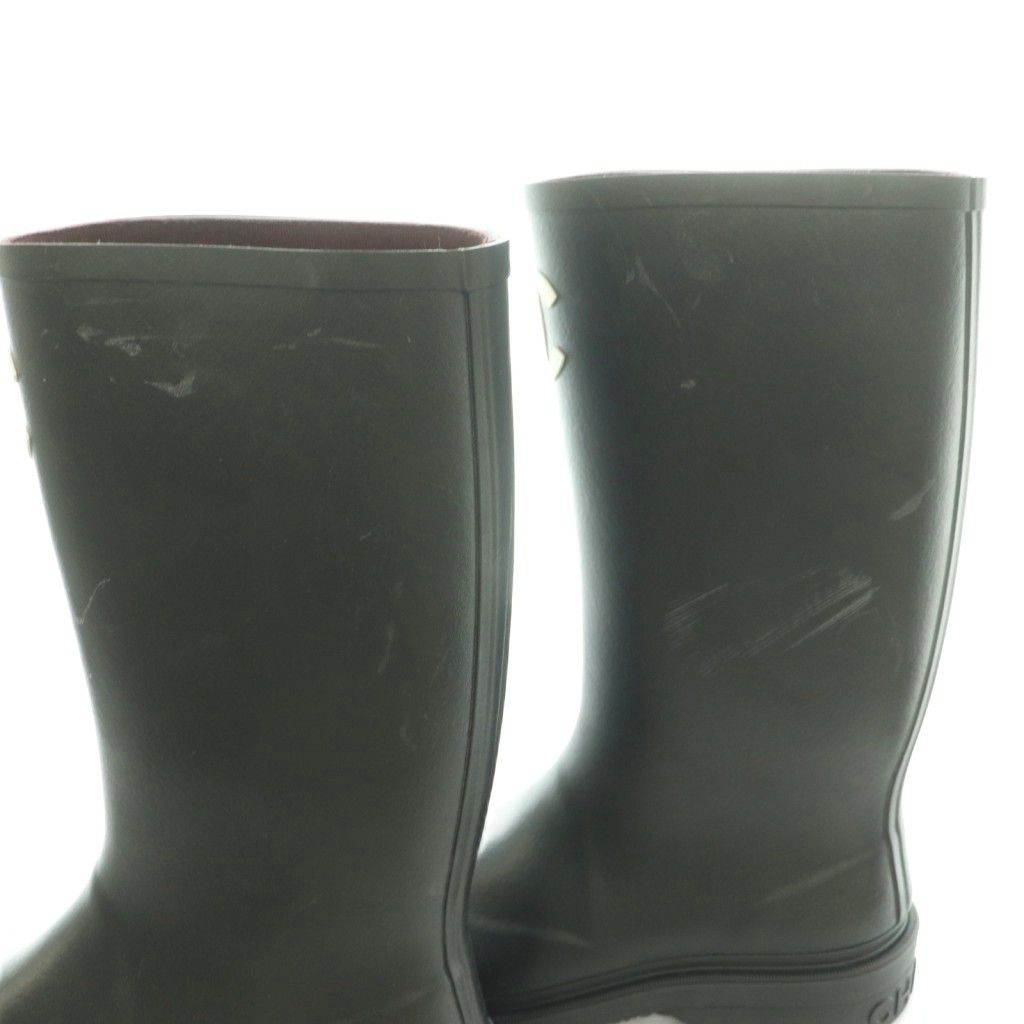 Chanel Lava Rain Boots Middle Length Shoes CC Logo Bicolor 38 Black White BB — view 9