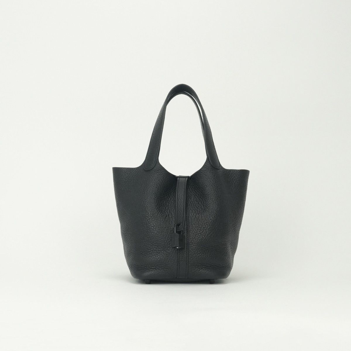 Hermes Picotin Lock PM 18 Tote Taurillon Clemence So Black Monochrome