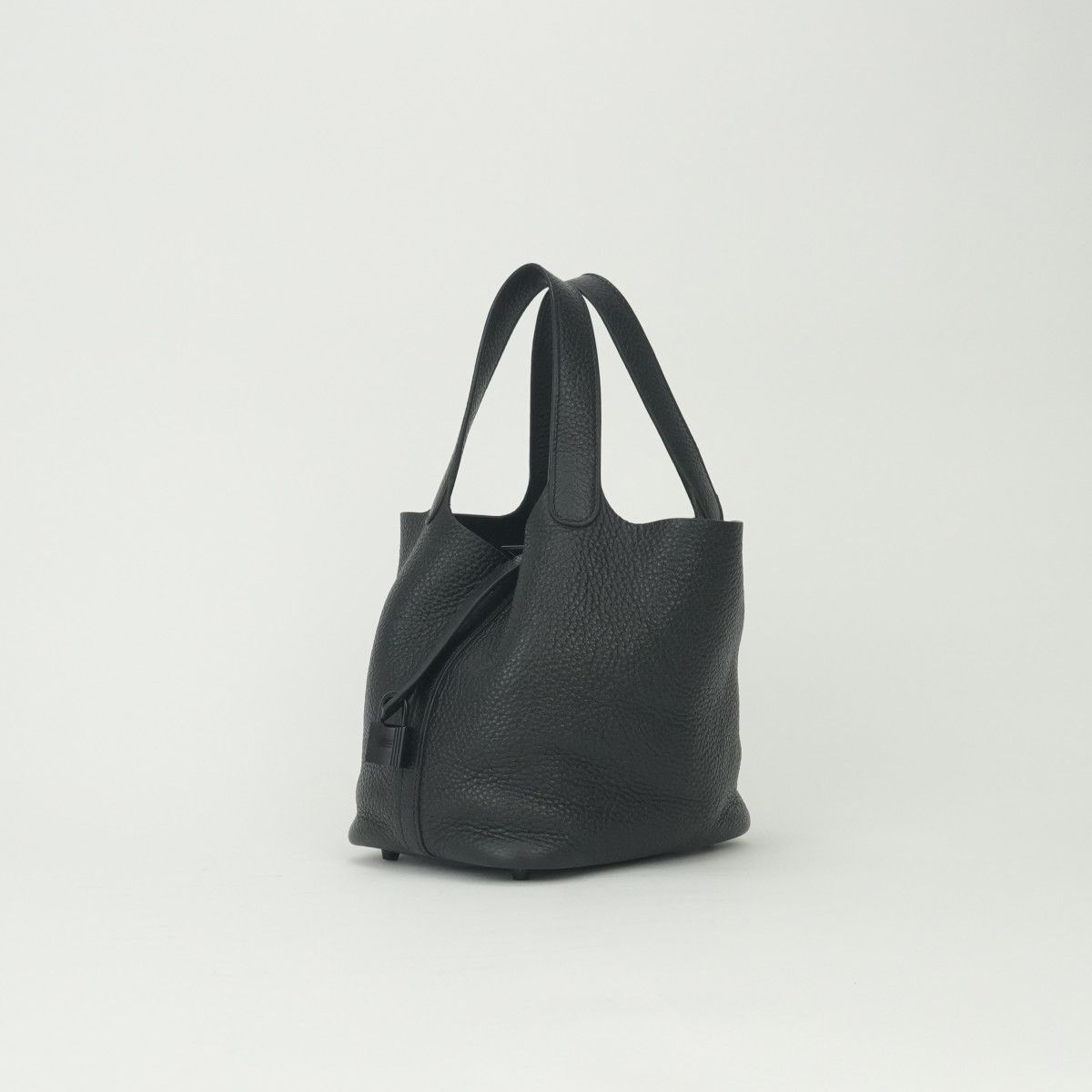 Hermes Picotin Lock PM 18 Tote Taurillon Clemence So Black Monochrome — view 2