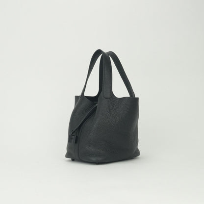 Hermes Picotin Lock PM 18 Tote Taurillon Clemence So Black Monochrome — view 2