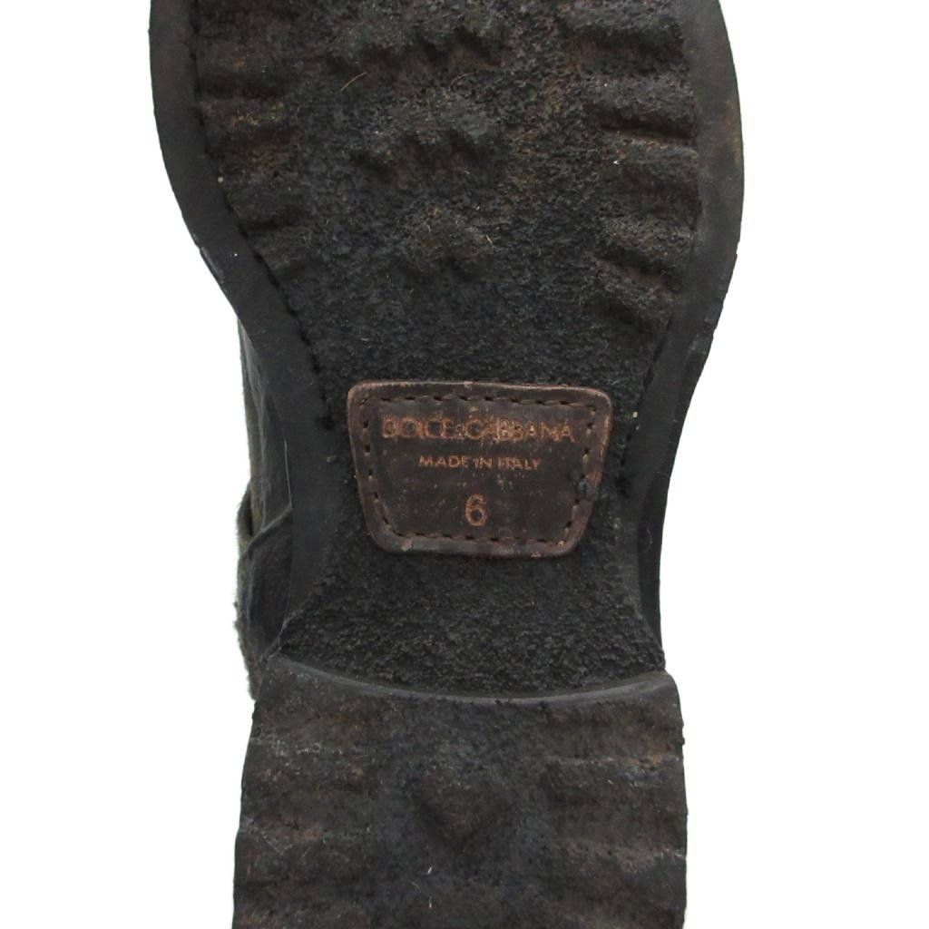 Dolce & Gabbana Suede Boots Knit Contrast Coating Leather 6 Green Black — view 7