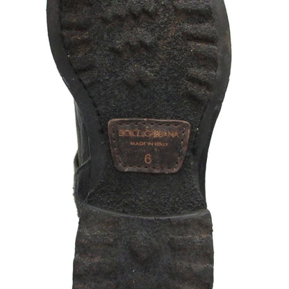 Dolce & Gabbana Suede Boots Knit Contrast Coating Leather 6 Green Black — view 7
