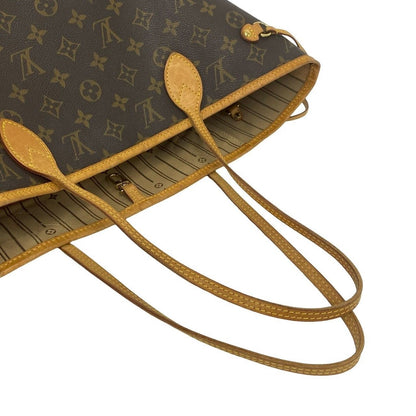 Louis Vuitton Neverfull MM Monogram Logo Pattern Leather Tote Brown — view 4