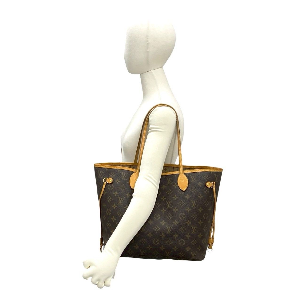 Louis Vuitton Neverfull MM Monogram Logo Pattern Leather Tote Brown — view 2