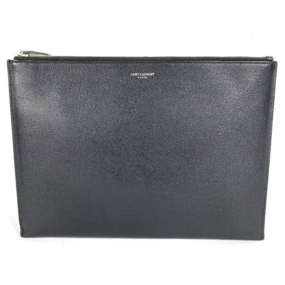 Saint Laurent Clutch Logo Leather Black