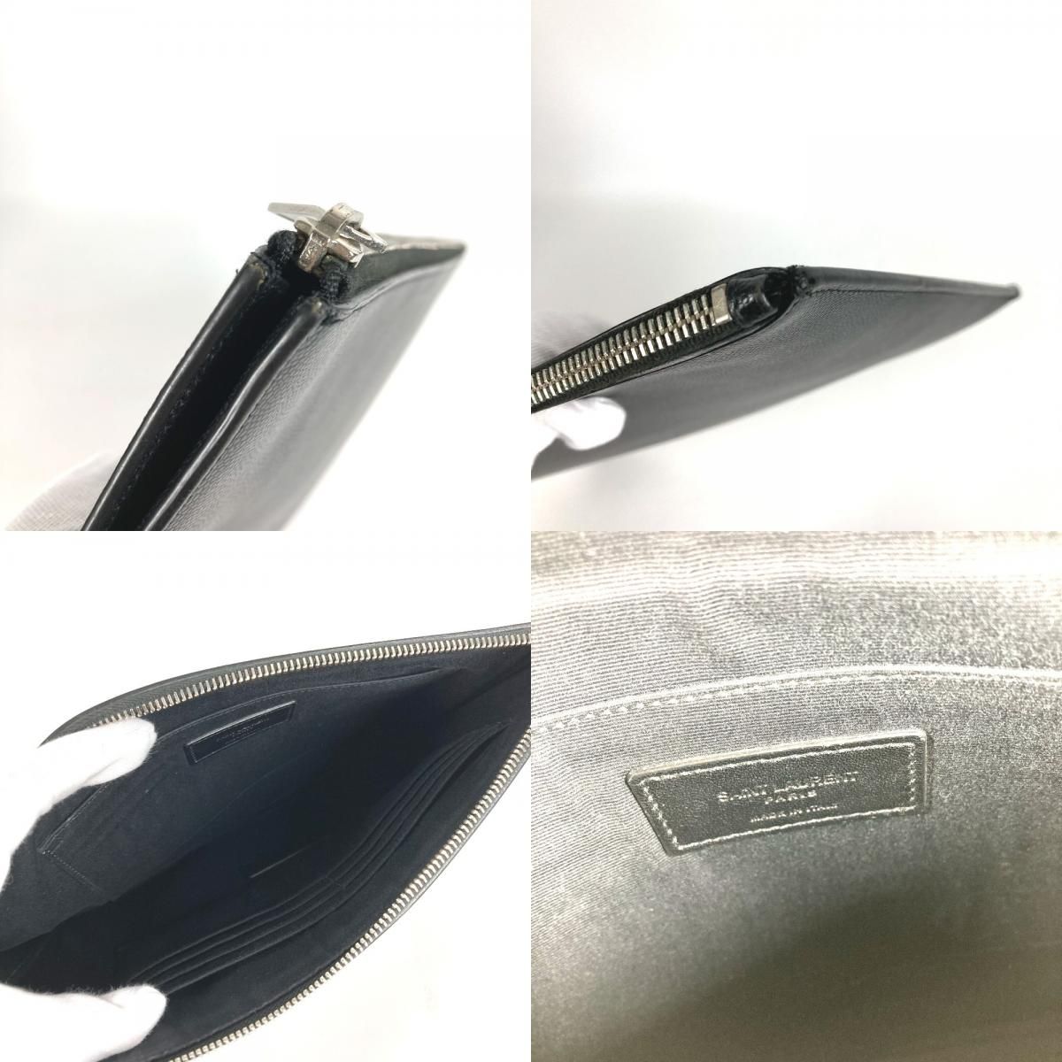 Saint Laurent Clutch Logo Leather Black — view 8