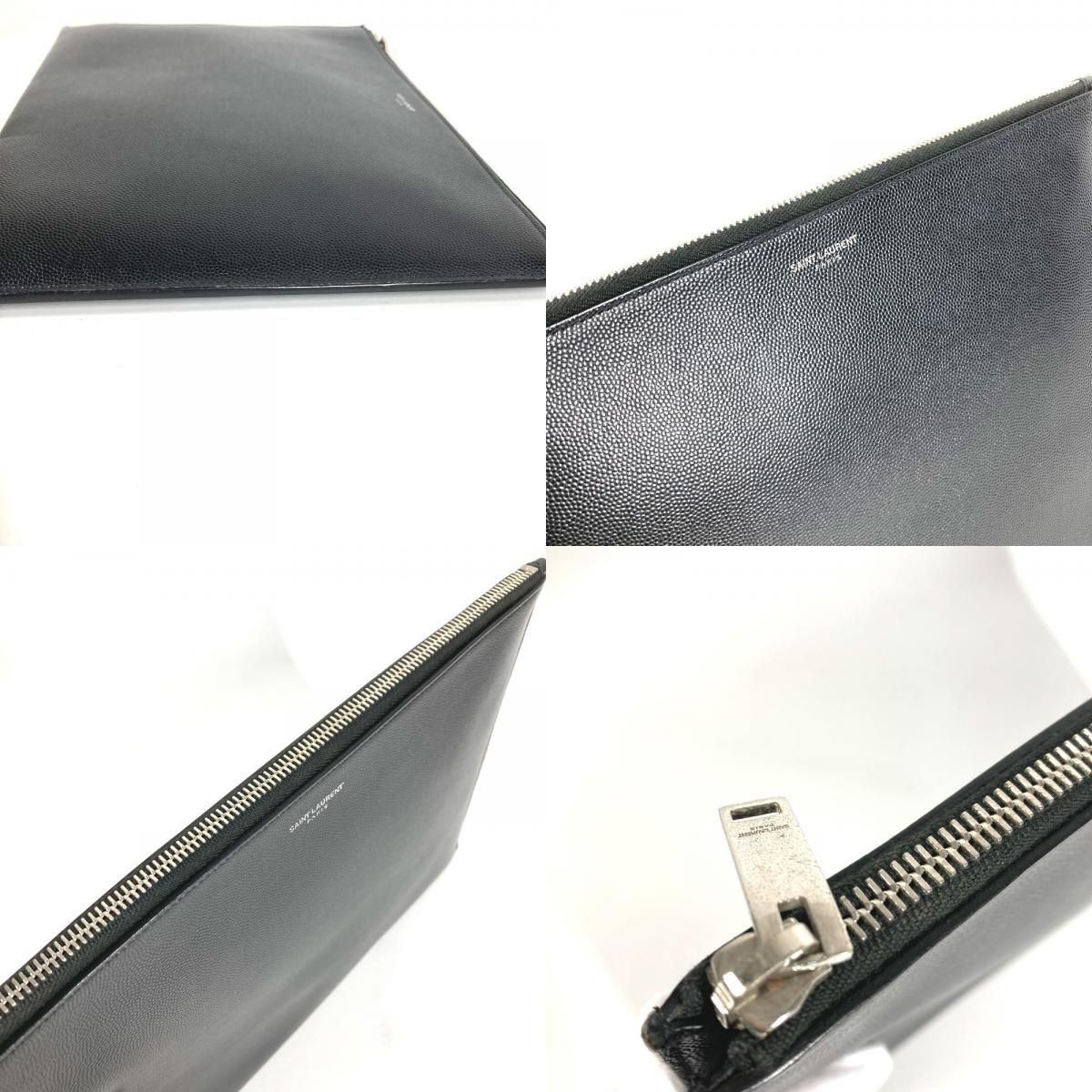 Saint Laurent Clutch Logo Leather Black — view 7