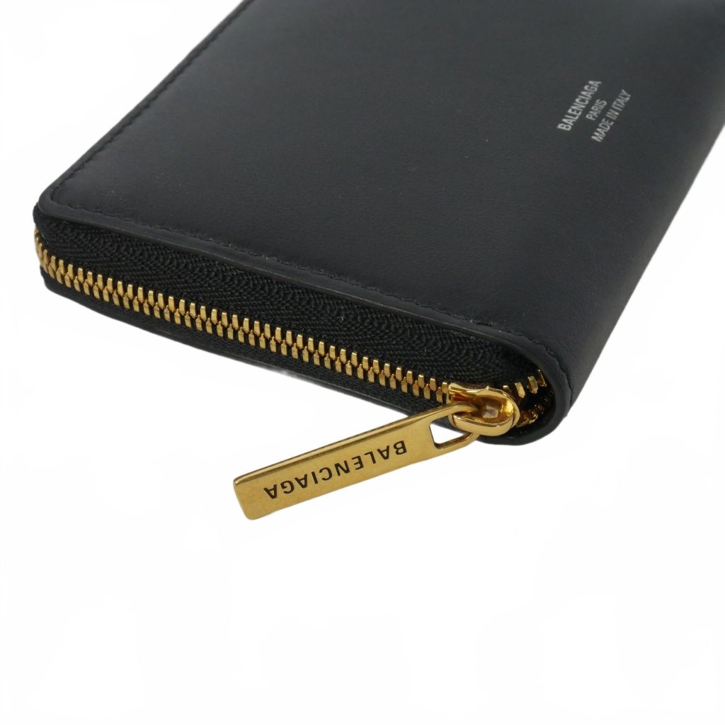 Balenciaga Bifold Wallet Zip Around Leather Compact Black — view 4