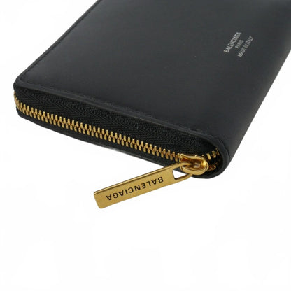 Balenciaga Bifold Wallet Zip Around Leather Compact Black — view 4