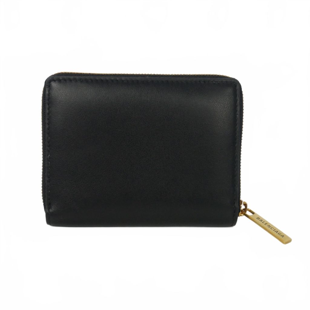 Balenciaga Bifold Wallet Zip Around Leather Compact Black — view 2