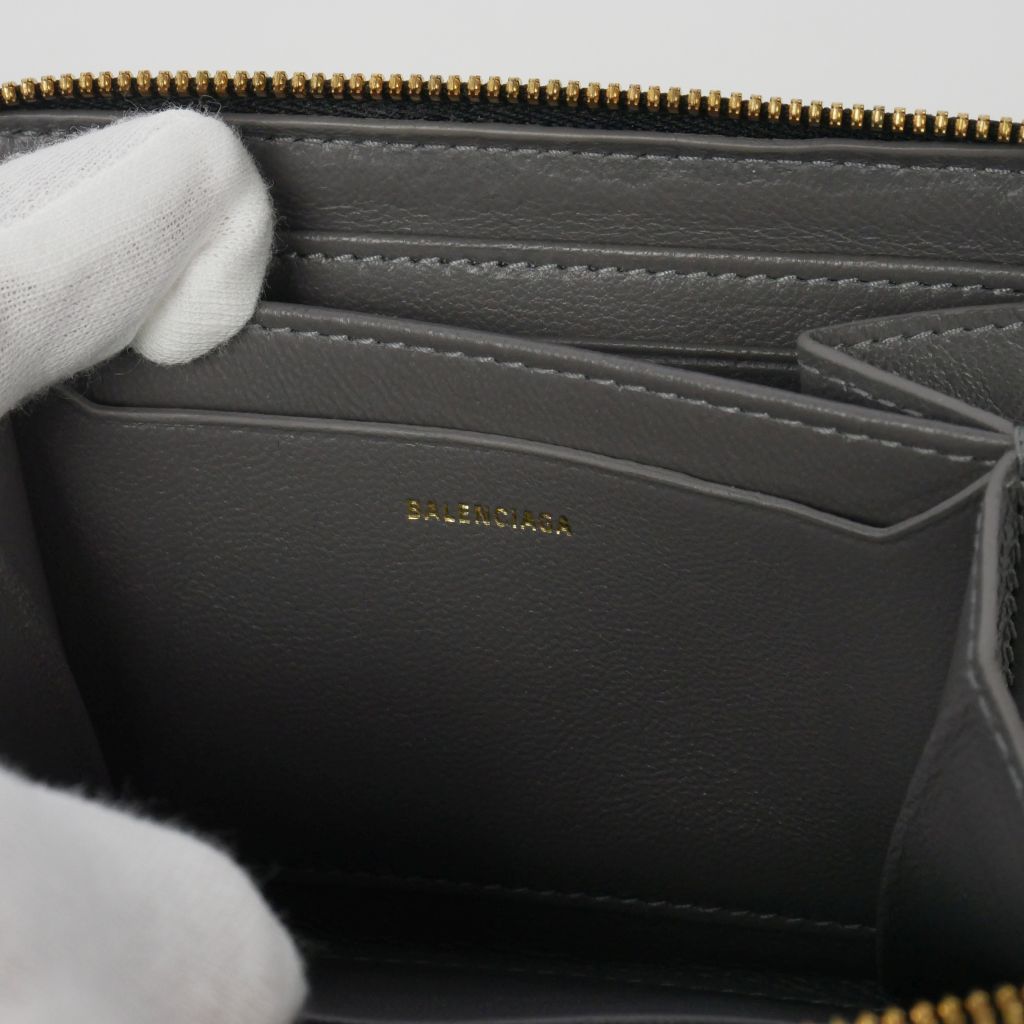 Balenciaga Bifold Wallet Zip Around Leather Compact Black — view 6