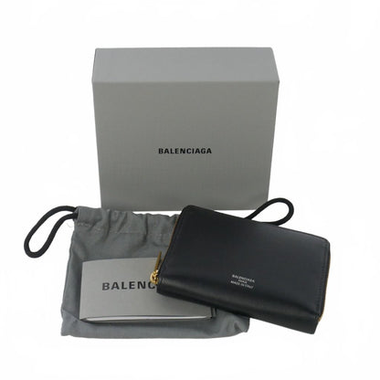 Balenciaga Bifold Wallet Zip Around Leather Compact Black — view 7