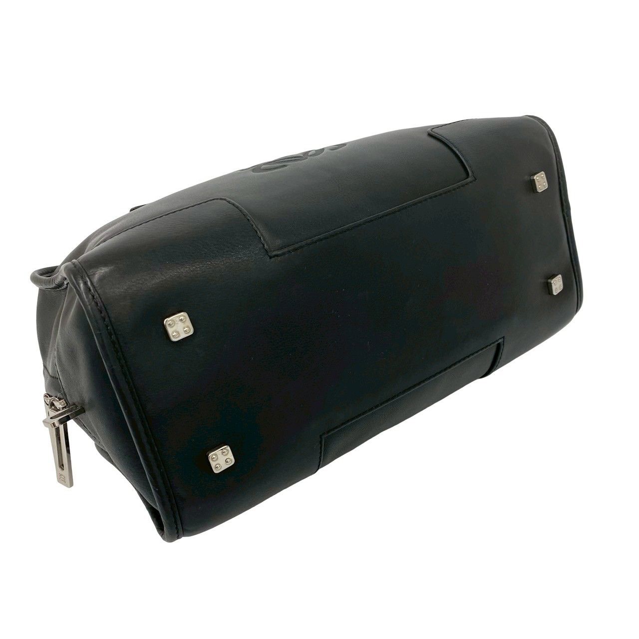 Loewe Amazona 28 Anagram Logo Leather Mini Boston Bag with Clochette Black — view 7