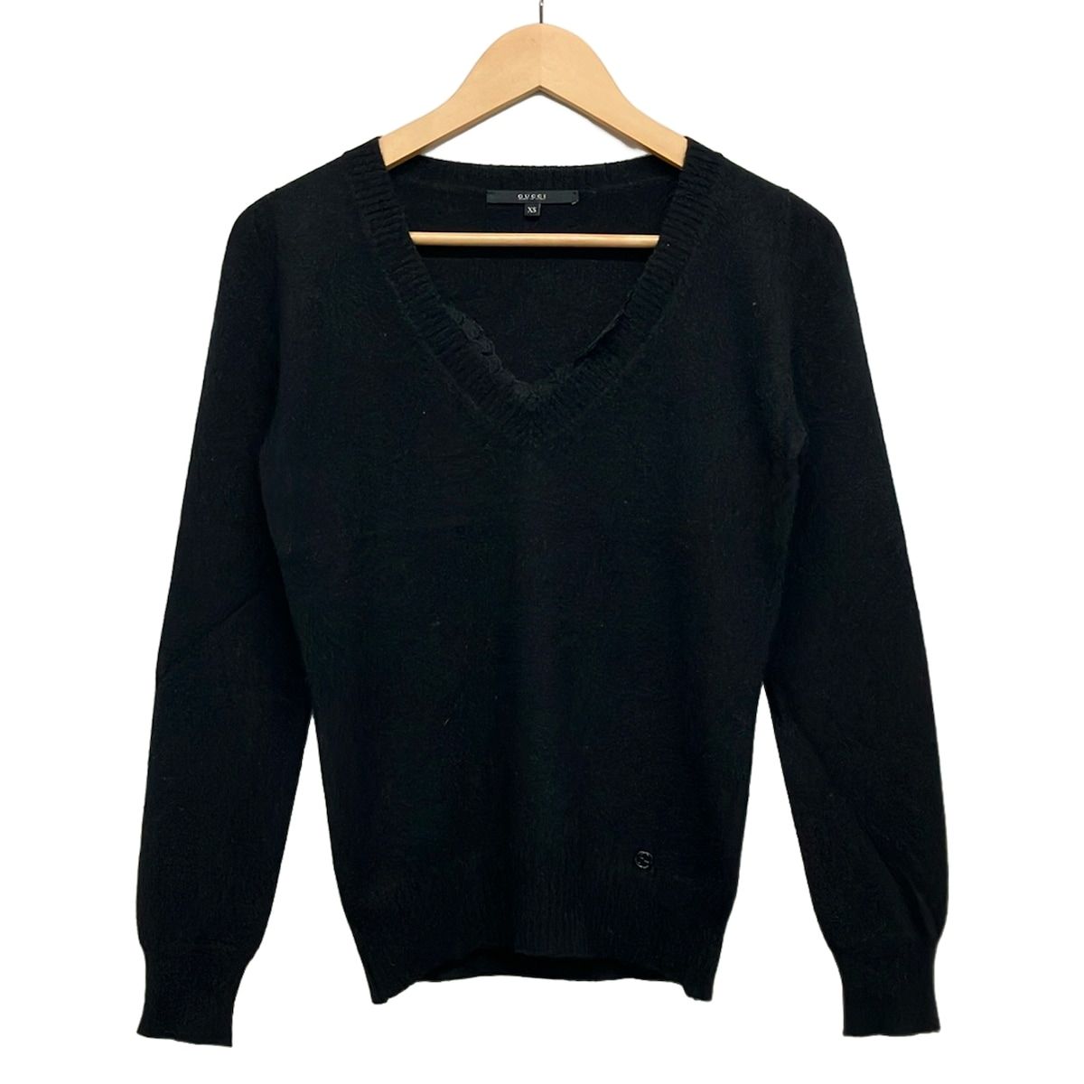 Gucci Long Sleeve Sweater XS Black Neck Cashmere Lace