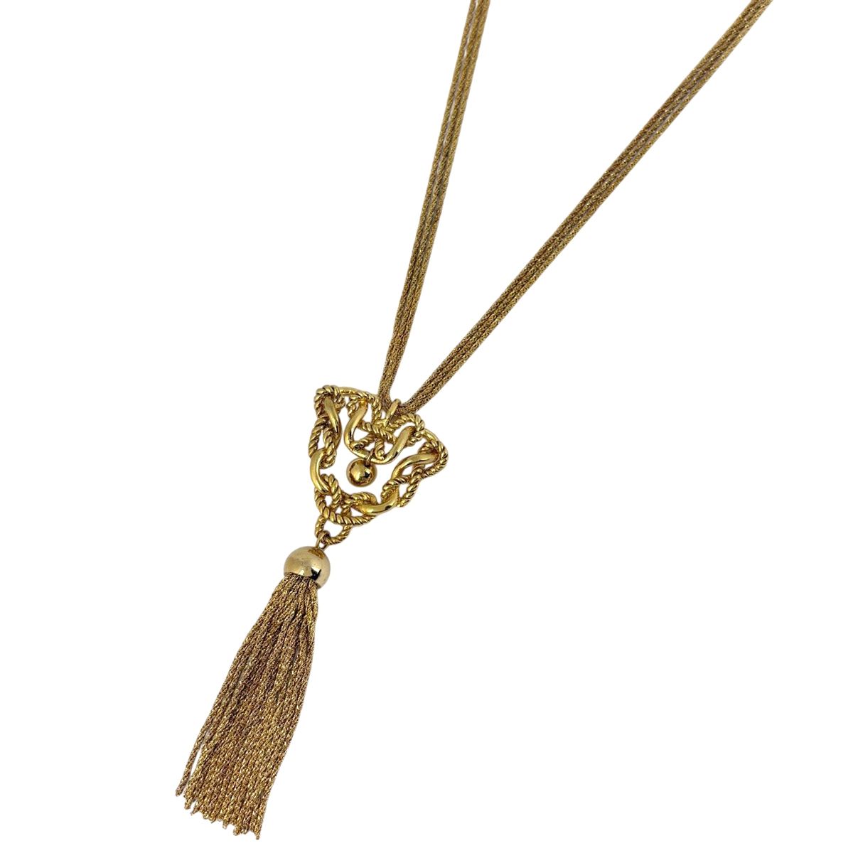 Dior Logo Necklace Fringe Gold Plated