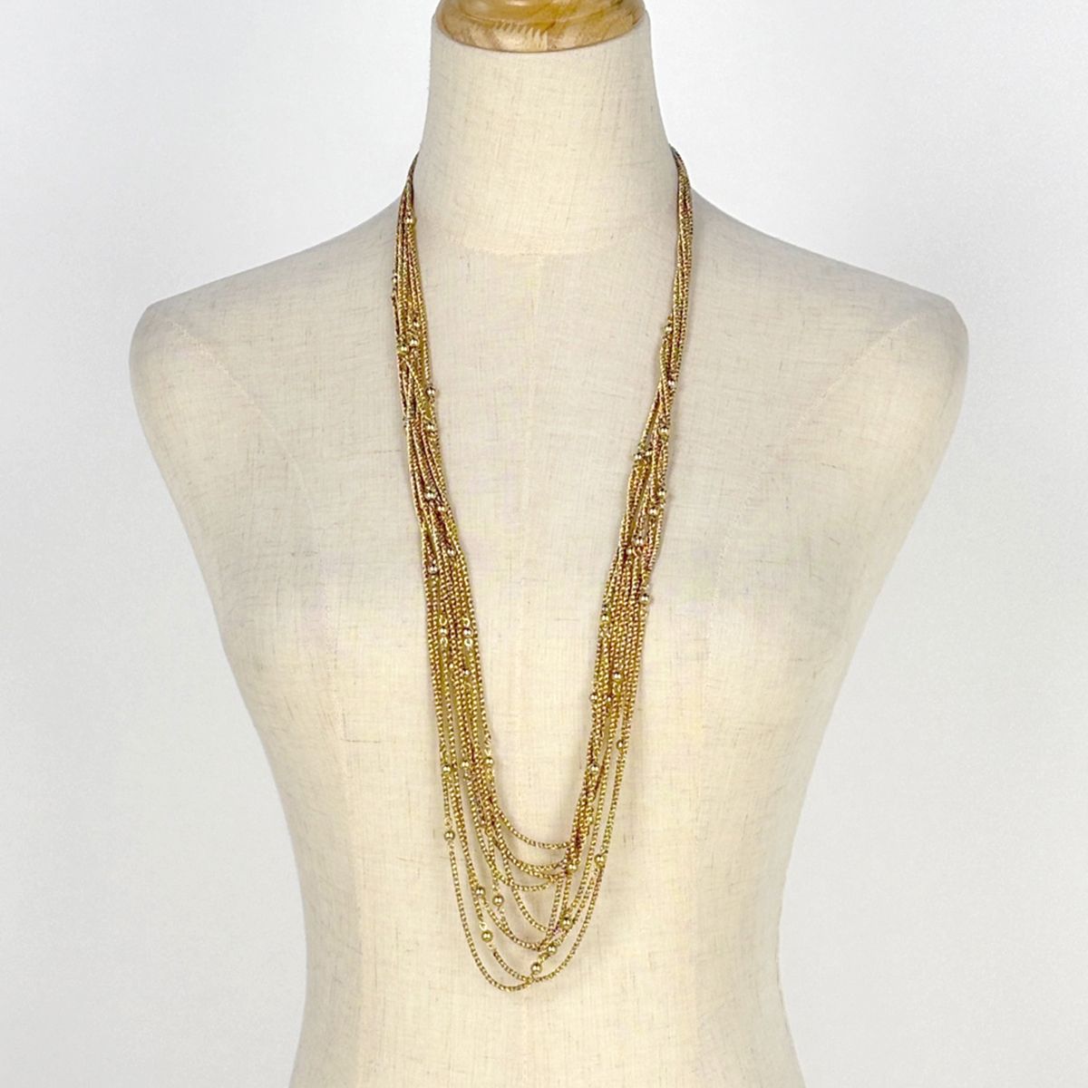 Dior 5 Row Necklace Long Gold Plated — view 4