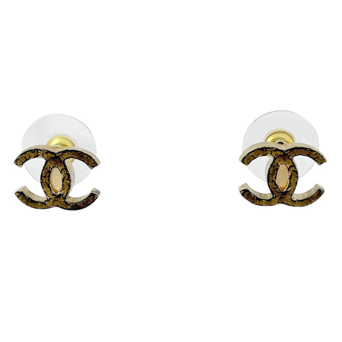 Chanel CC Logo Earrings Gold Plated