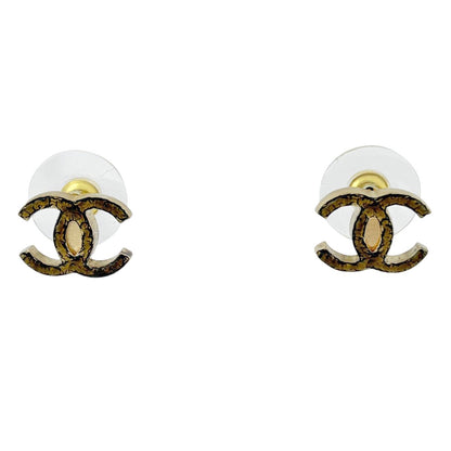 Chanel CC Logo Earrings Gold Plated