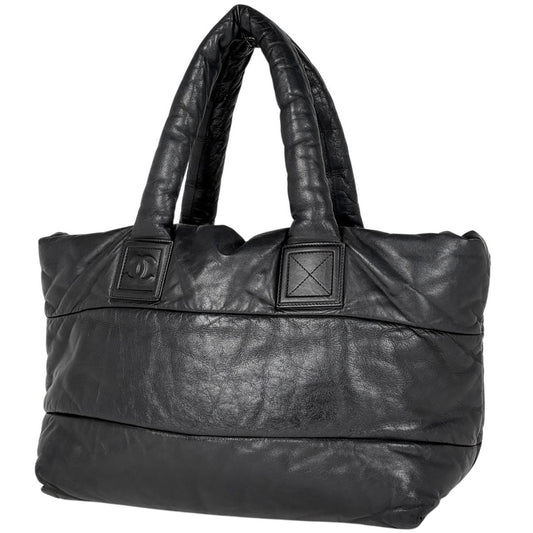 Chanel CC Logo Tote Leather Black