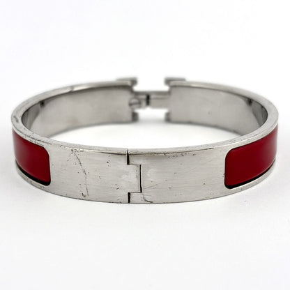 Hermes Clic Clac PM Silver Plated Red Bracelet — view 3
