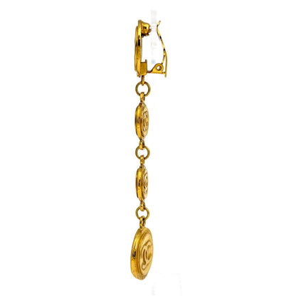 Chanel CC Logo Earrings Swing Gold Plated — view 2