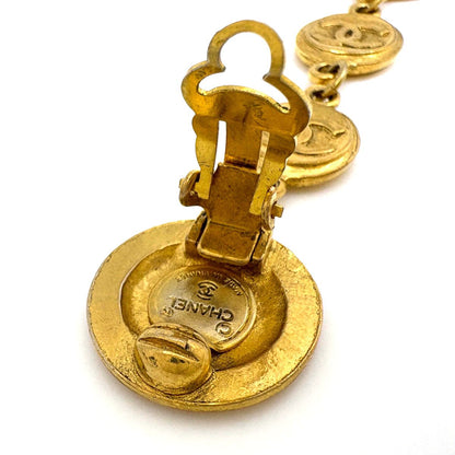Chanel CC Logo Earrings Swing Gold Plated — view 3