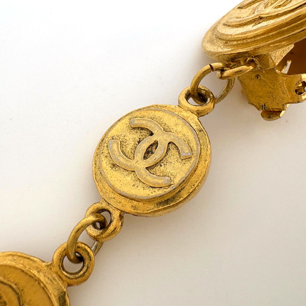 Chanel CC Logo Earrings Swing Gold Plated — view 4