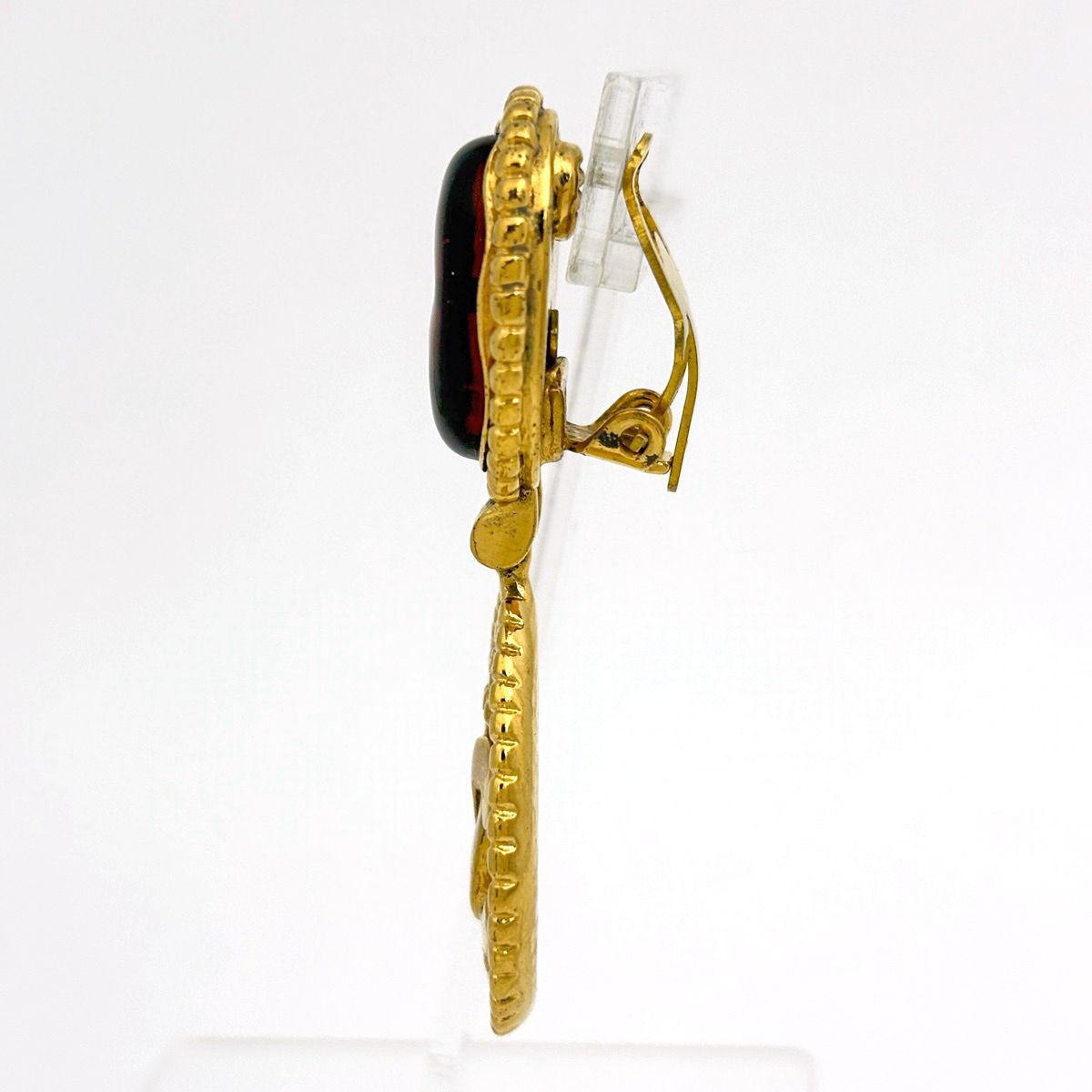 Chanel CC Logo Earrings Swing Gripoix Gold Plated — view 2