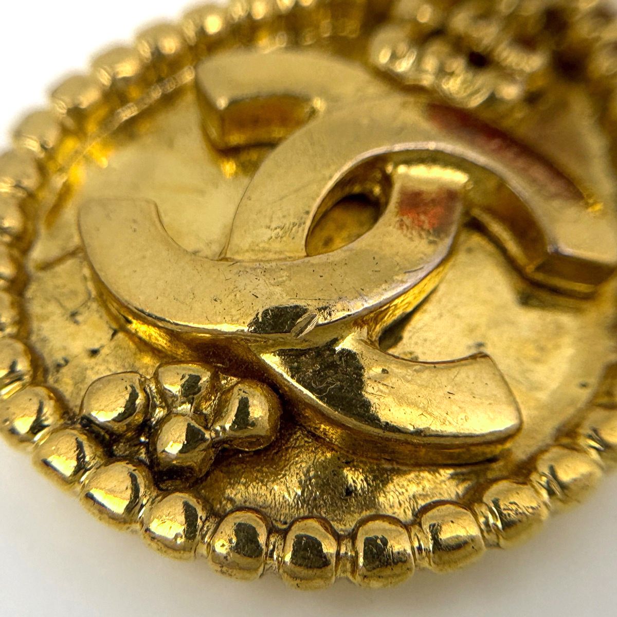 Chanel CC Logo Earrings Swing Gripoix Gold Plated — view 4