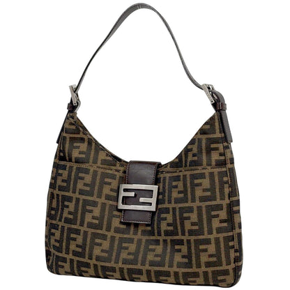 Fendi Zucca Pattern Shoulder Bag Canvas Brown