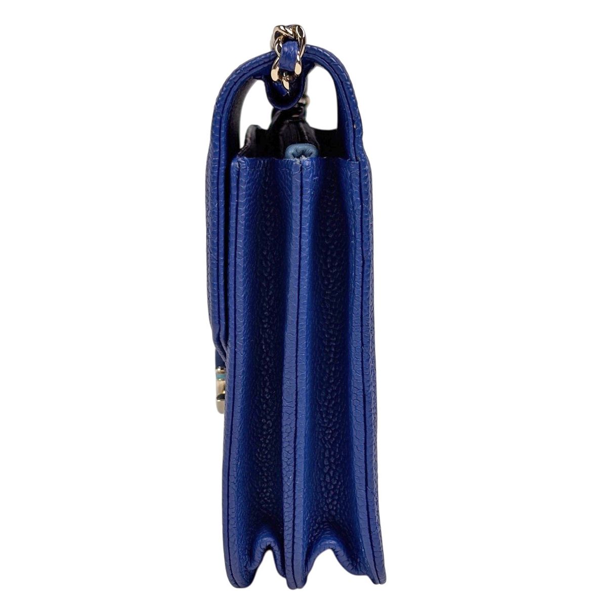 Chanel Half Coco Chain Shoulder Bag Wallet Caviar Leather Blue — view 2