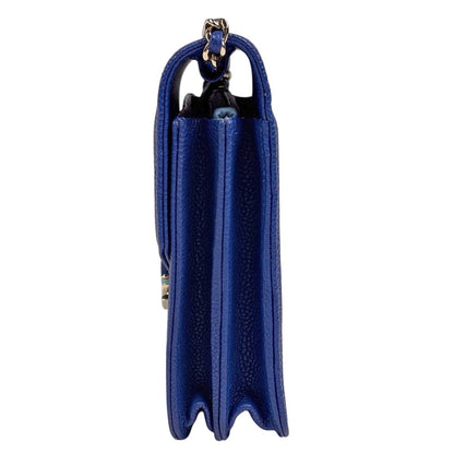 Chanel Half Coco Chain Shoulder Bag Wallet Caviar Leather Blue — view 2