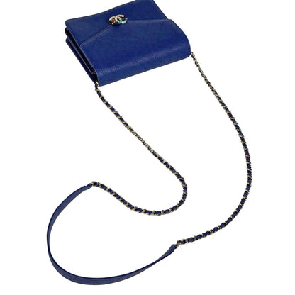 Chanel Half Coco Chain Shoulder Bag Wallet Caviar Leather Blue — view 9