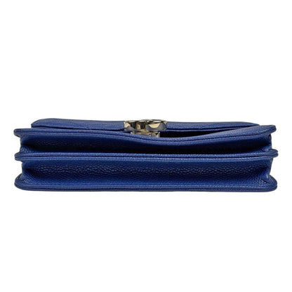 Chanel Half Coco Chain Shoulder Bag Wallet Caviar Leather Blue — view 5