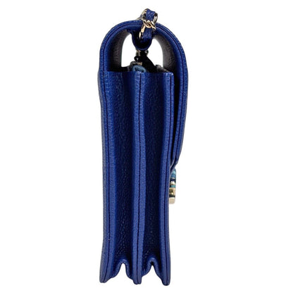 Chanel Half Coco Chain Shoulder Bag Wallet Caviar Leather Blue — view 4