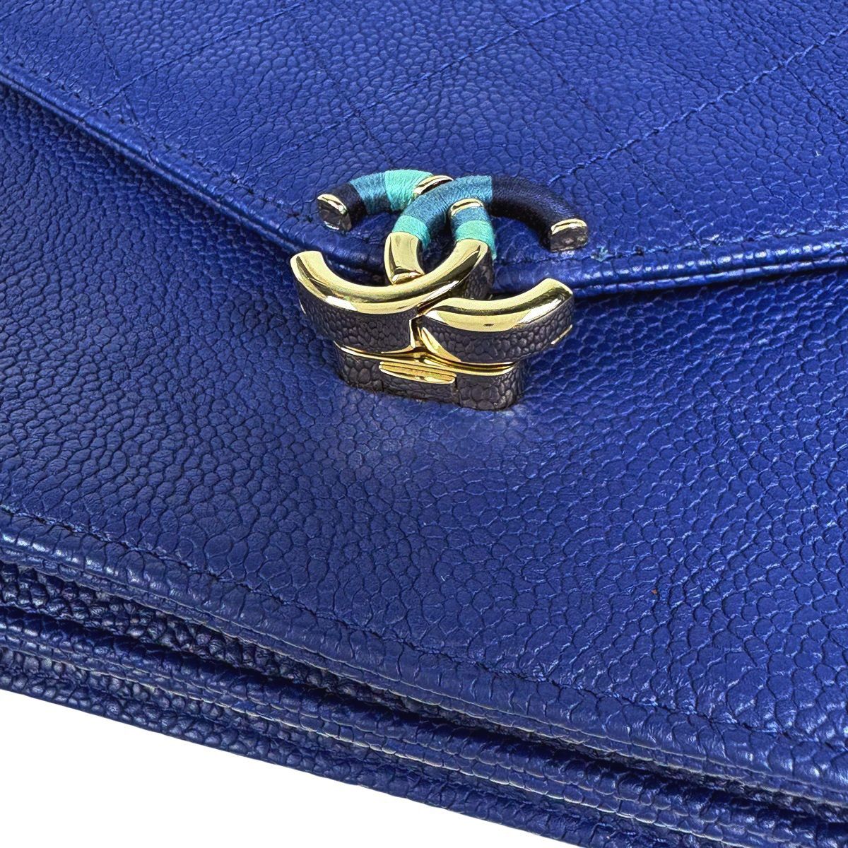 Chanel Half Coco Chain Shoulder Bag Wallet Caviar Leather Blue — view 7