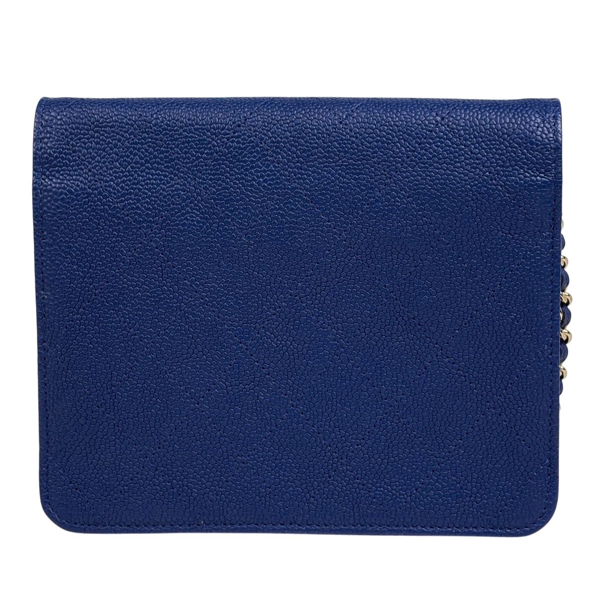 Chanel Half Coco Chain Shoulder Bag Wallet Caviar Leather Blue — view 3