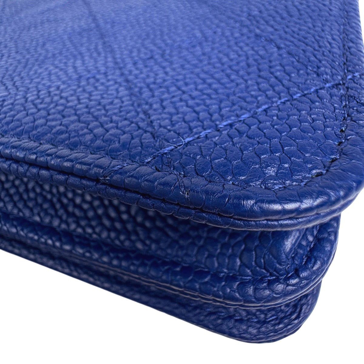 Chanel Half Coco Chain Shoulder Bag Wallet Caviar Leather Blue — view 6