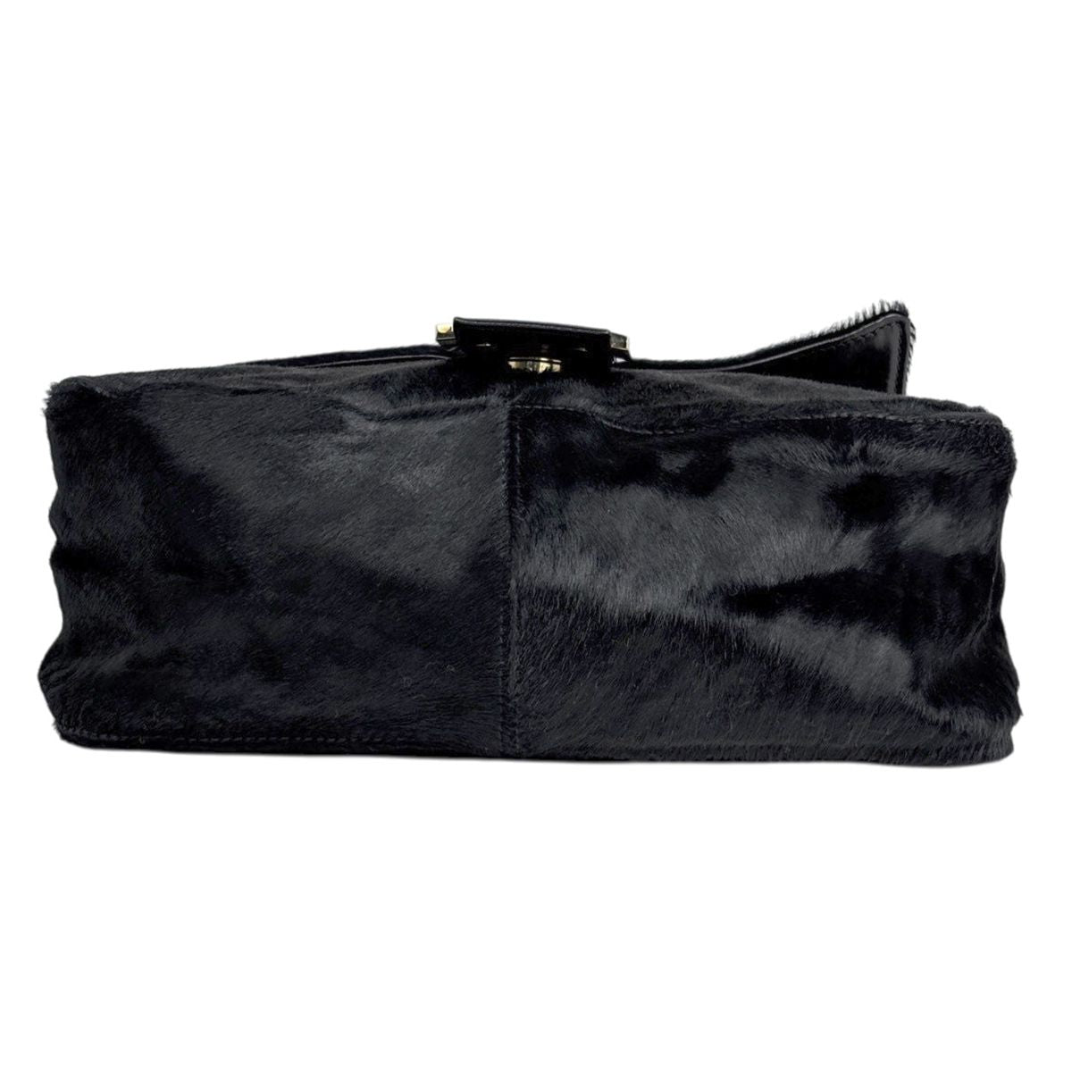 Fendi Zucca Logo Shoulder Bag Mamma Baguette Calf Hair Black — view 5