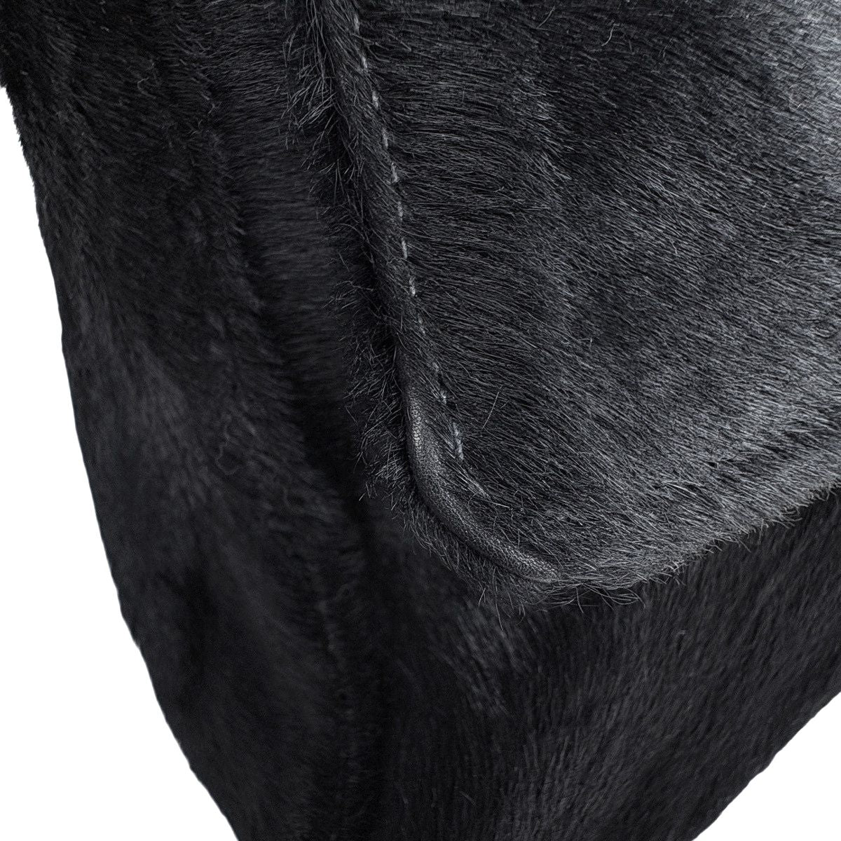 Fendi Zucca Logo Shoulder Bag Mamma Baguette Calf Hair Black — view 7