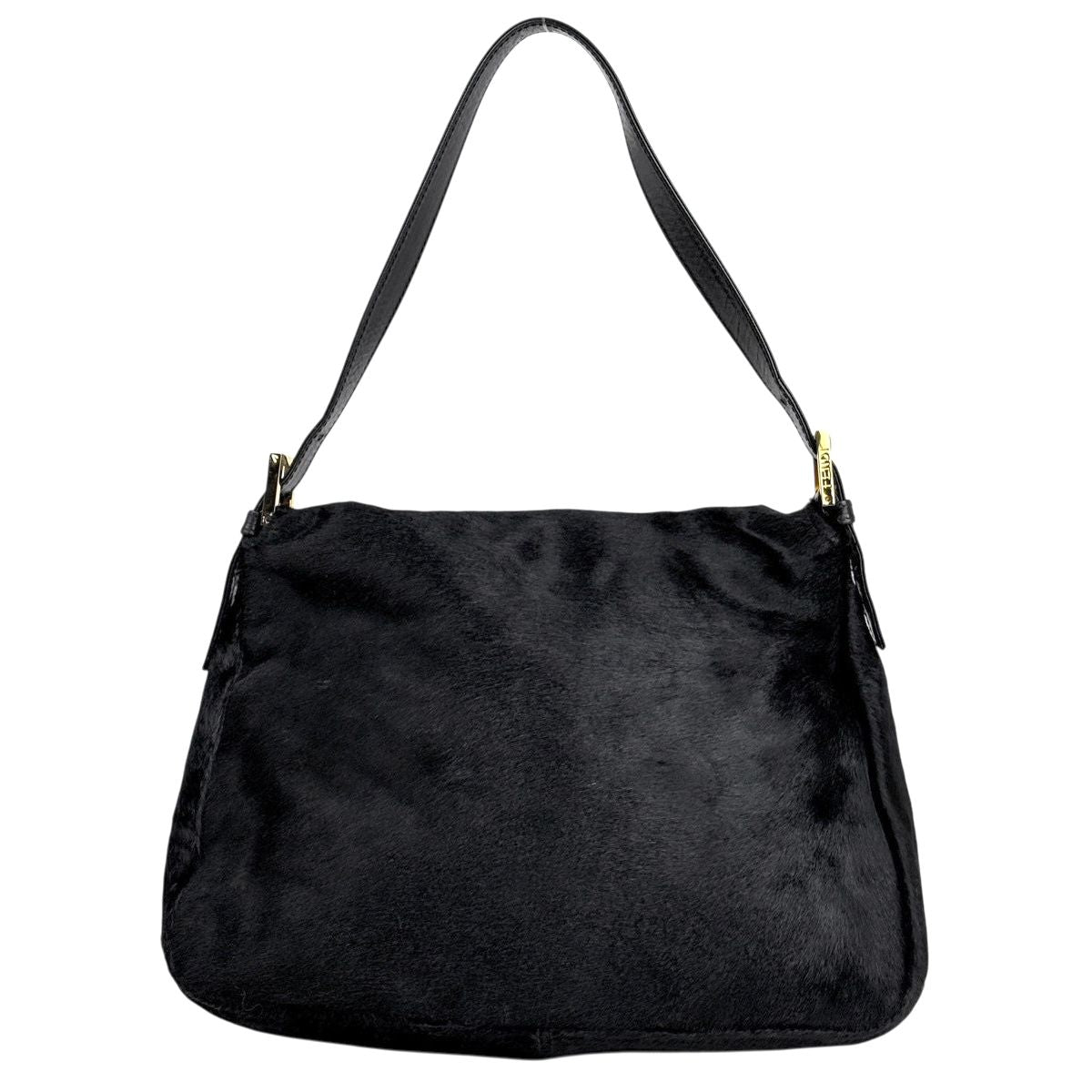 Fendi Zucca Logo Shoulder Bag Mamma Baguette Calf Hair Black — view 3