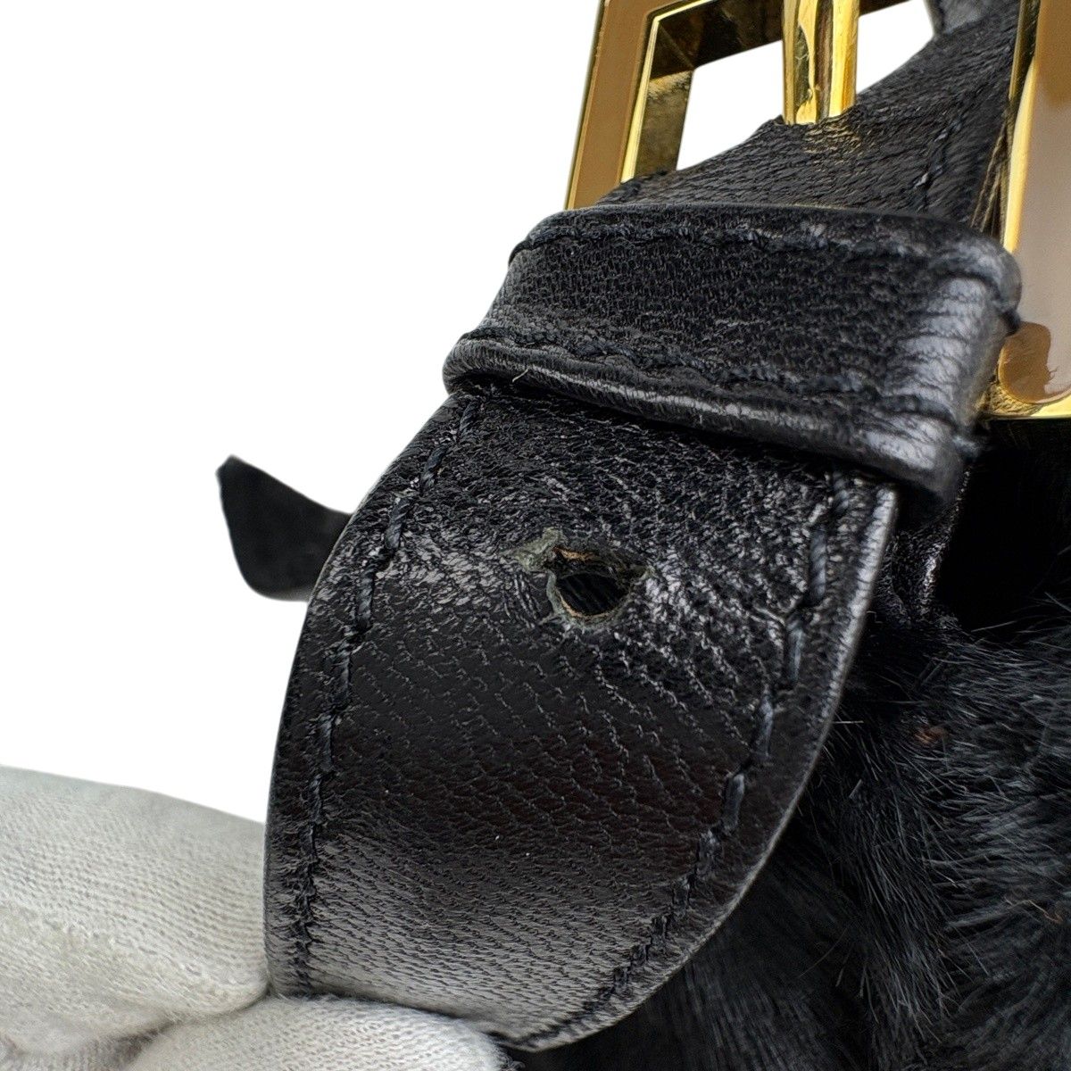 Fendi Zucca Logo Shoulder Bag Mamma Baguette Calf Hair Black — view 9
