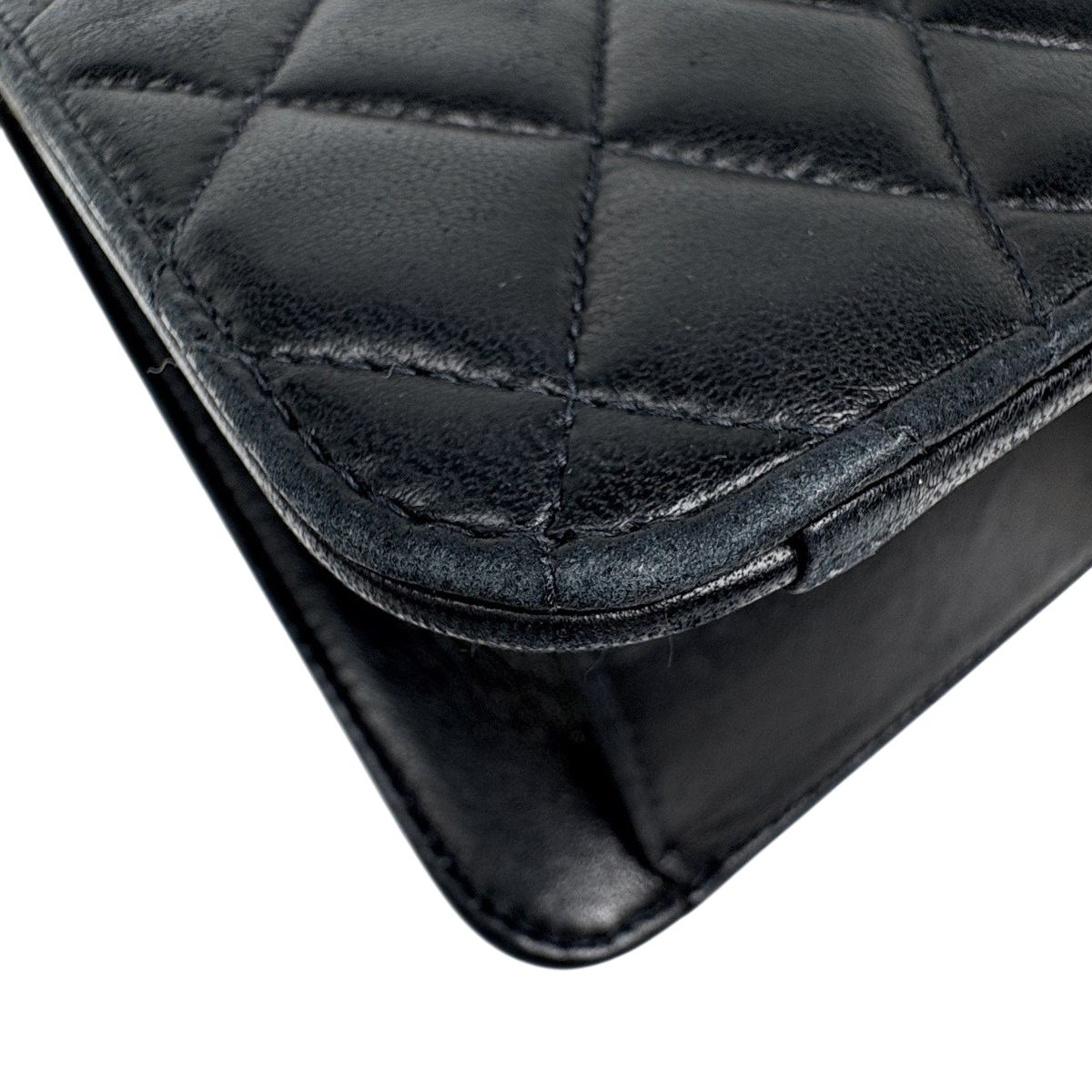 Chanel CC Logo Chain Shoulder Bag Quilted Leather Black — view 7