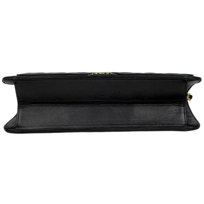 Chanel CC Logo Chain Shoulder Bag Quilted Leather Black — view 5
