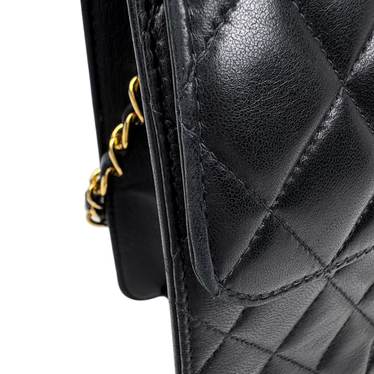 Chanel CC Logo Chain Shoulder Bag Quilted Leather Black — view 8