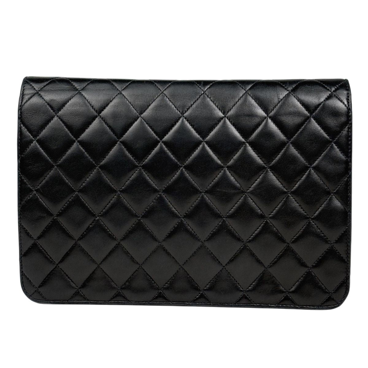 Chanel CC Logo Chain Shoulder Bag Quilted Leather Black — view 3