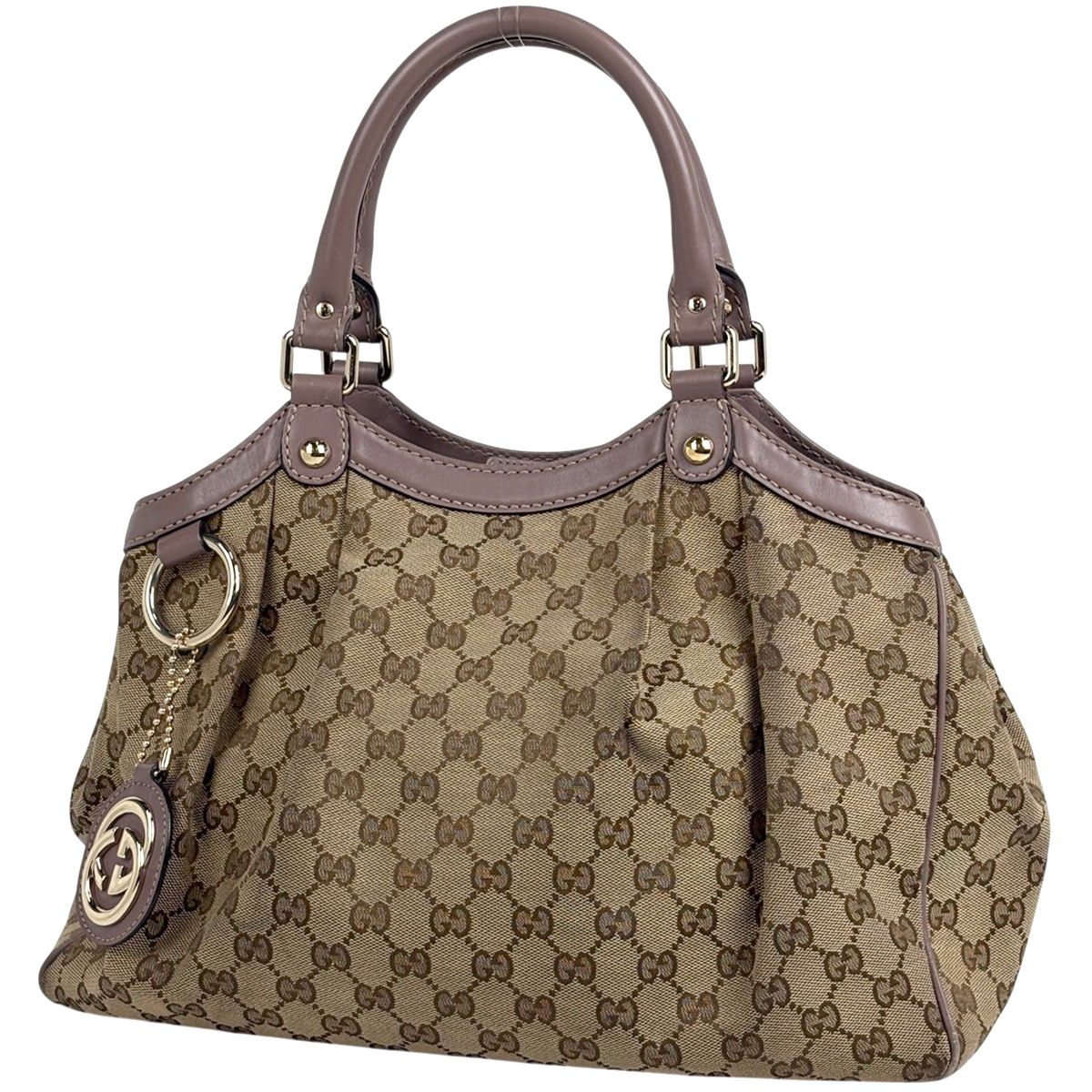Gucci GG Pattern Ski Tote Canvas Beige Brown