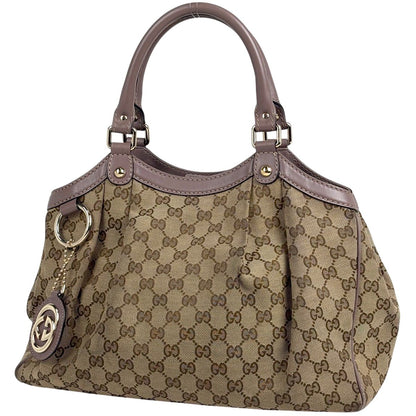 Gucci GG Pattern Ski Tote Canvas Beige Brown
