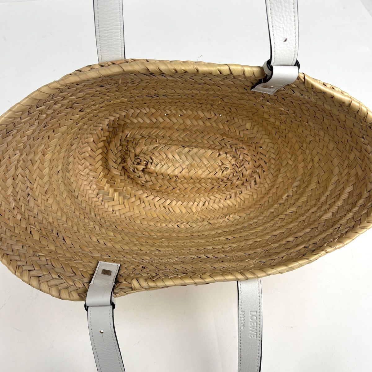 Loewe Basket Anagram Palm Leaf Tote Raffia Natural White — view 8