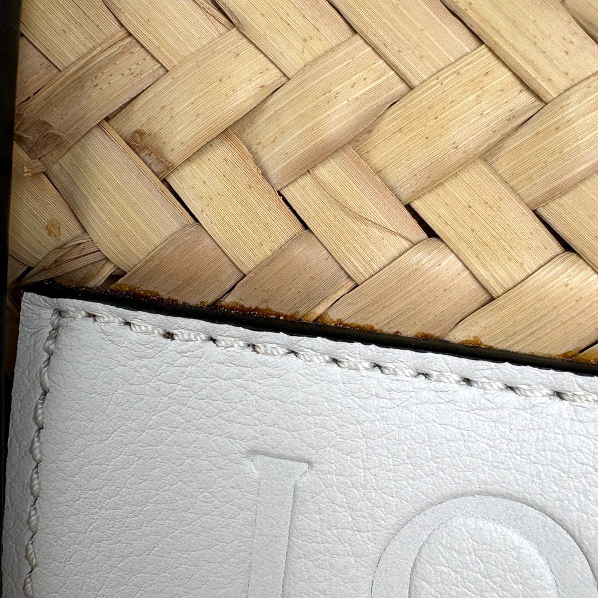 Loewe Basket Anagram Palm Leaf Tote Raffia Natural White — view 4